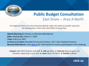 Public Budget Consultation @ Riondel Community Centre | Riondel | British Columbia | Canada