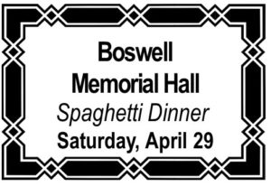 Spaghetti Dinner - Boswell Memorial Hall @ Boswell Memorial Hall