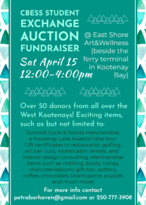 CBESS Auction - Student Exchange Fundraiser @ East Shore Art&Wellness - patio | Kootenay Bay | British Columbia | Canada